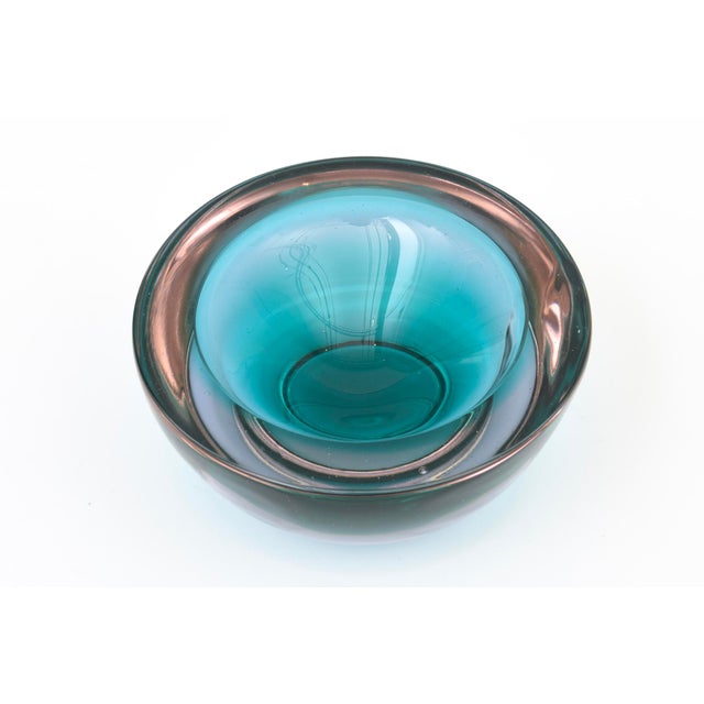 Vintage Murano Sommerso Glass Geode Bowl by Alesandro Mandruzzato, 1970's For Sale - Image 10 of 12