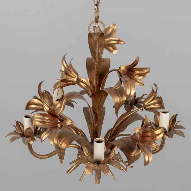 Italian Gilt Tôle Chandelier For Sale - Image 11 of 11