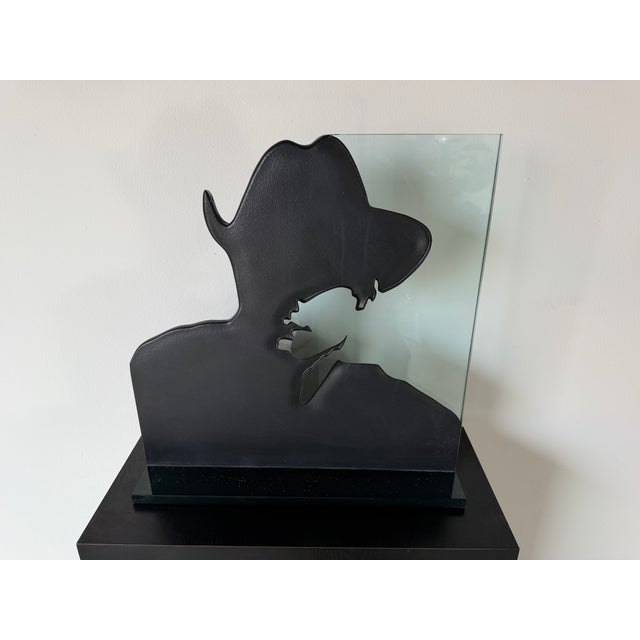 Glass 1990's Vintage Robert's for Ancoa Cowboy Art Glass Sculpture For Sale - Image 7 of 15
