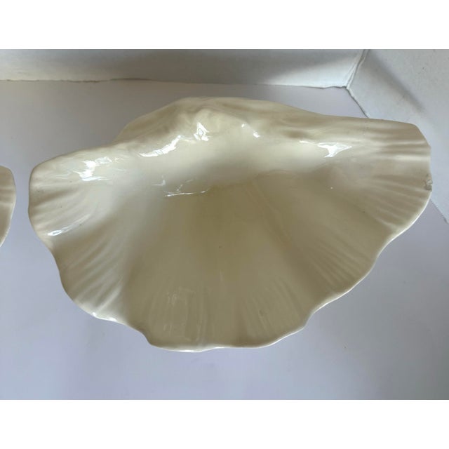 1979 Pair of Signed Studio Pottery Shell Form Ceramic Bowls Catchalls For Sale - Image 4 of 12