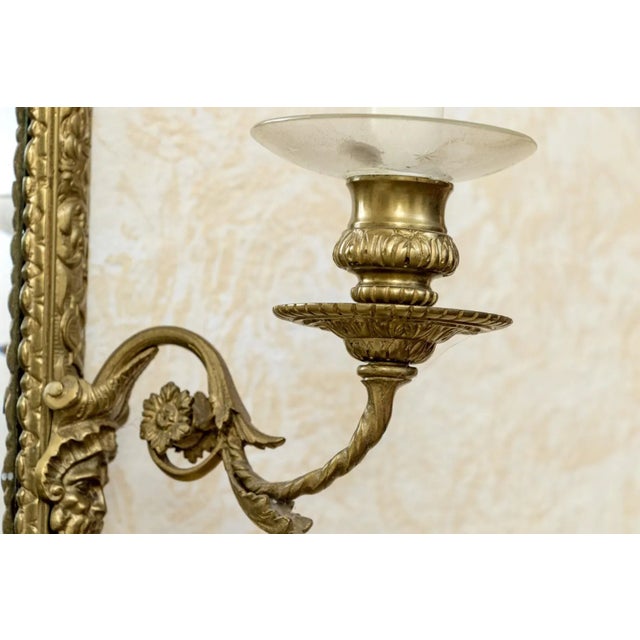 Late 19th Century Antique Pair Brass Girandole Mirrors, France For Sale - Image 5 of 9