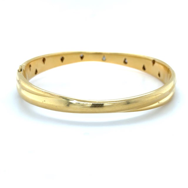 Late 20th Century Tiffany & Co. Etoile 18k Yellow Gold, Platinum and Diamond Bangle Bracelet For Sale In Chicago - Image 6 of 7