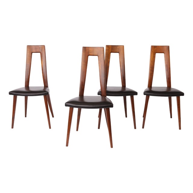 Vintage German Leather Dining Chairs by Ernst Martin Dettinger for Veil, 1960s, Set of 4 For Sale