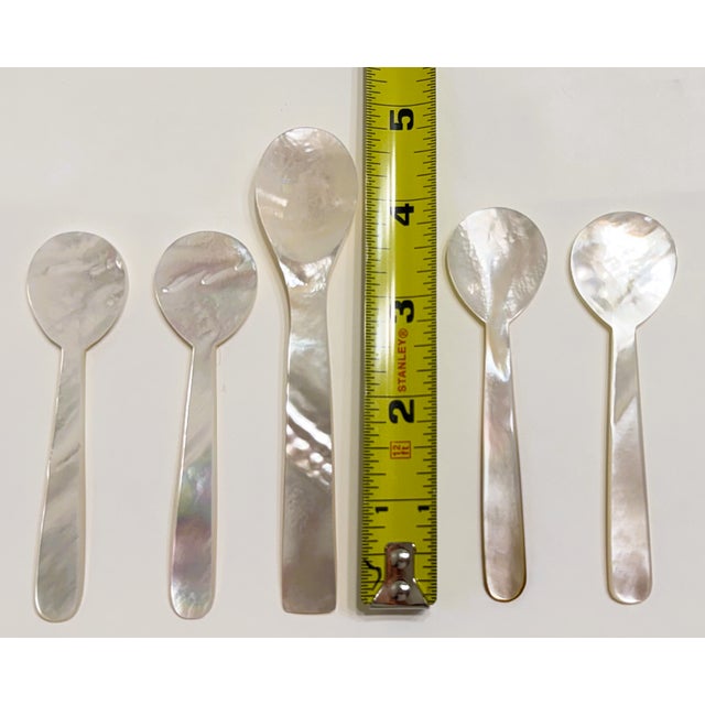 Vintage Mother of Pearl Caviar Dishes and Spoons For Sale - Image 9 of 16