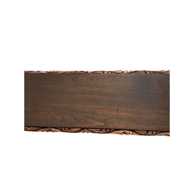 Spanish Baroque Carved Wood Arts & Crafts Hall Bench Seat For Sale - Image 12 of 16