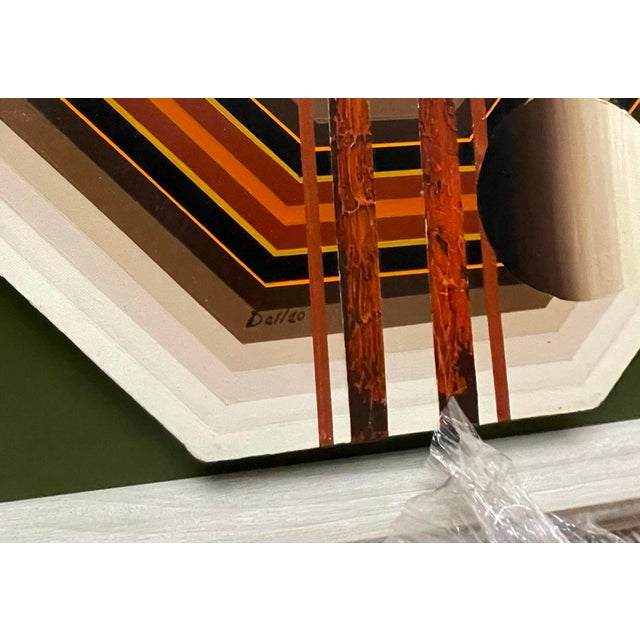 Wood 1970s Pair of Vintage Hand Painted Canvases Framed in New Shadow Boxes For Sale - Image 7 of 9