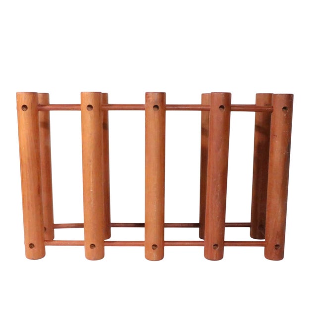 Wood Mid 20th Century Danish Modern Architectural Teak Wine Rack Four Bottles For Sale - Image 7 of 9