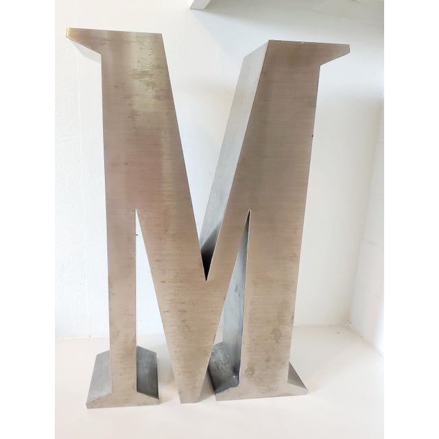Metal & Glass M Sign, Vintage For Sale - Image 9 of 9