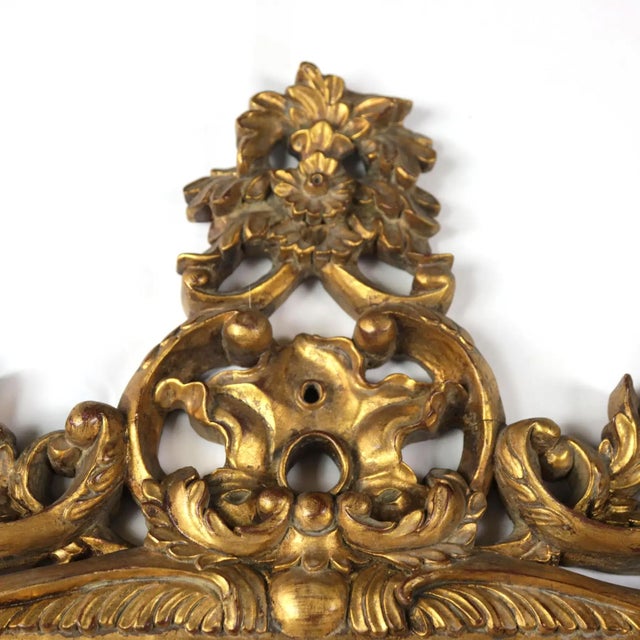Baroque A Vintage Italian Baroque-Style Hand-Carved, Gilded Wooden Wall Mirror. For Sale - Image 3 of 14