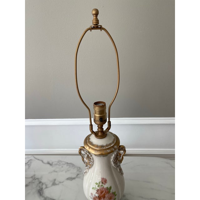 Vintage Pink and Gold Wild Rose Lamp For Sale In New York - Image 6 of 11