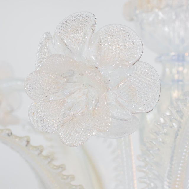 Vintage Ca'Rezzonico Style Gold Infused and Opaline Murano Chandelier For Sale - Image 12 of 17