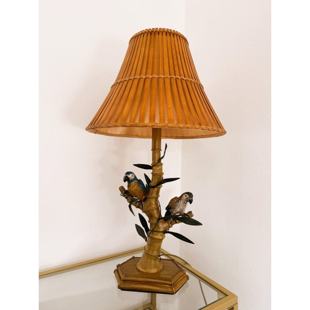 Brown Midcentury Modern Italian Faux Bamboo Table Lamp, 1950s For Sale - Image 8 of 11