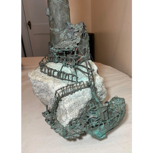 Vintage Jim Lewk Bronze Stone Nautical Lighthouse Brutalist Sculpture Statue Art For Sale - Image 9 of 18