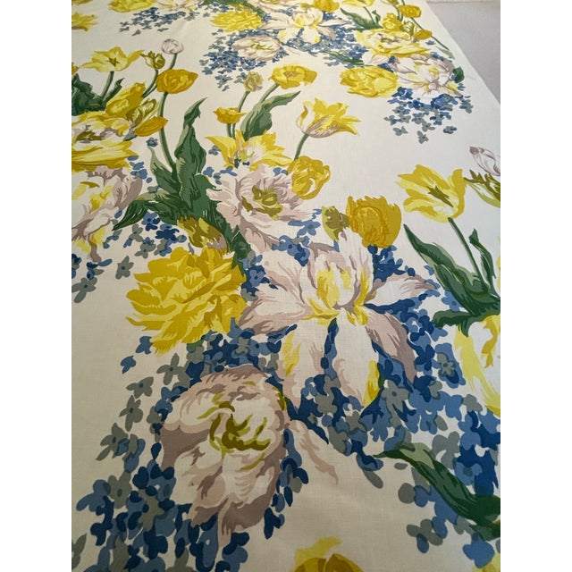 8 yards of classic and gorgeous Tulip pattern fabric from Brunschwig & Fils in off white background with blue, yellow and...