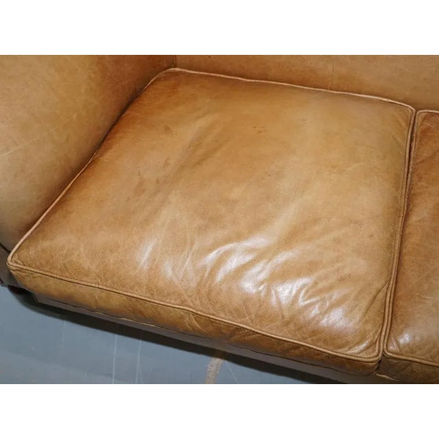 Vintage Victorian Style Brown Leather Club Sofa For Sale - Image 14 of 18