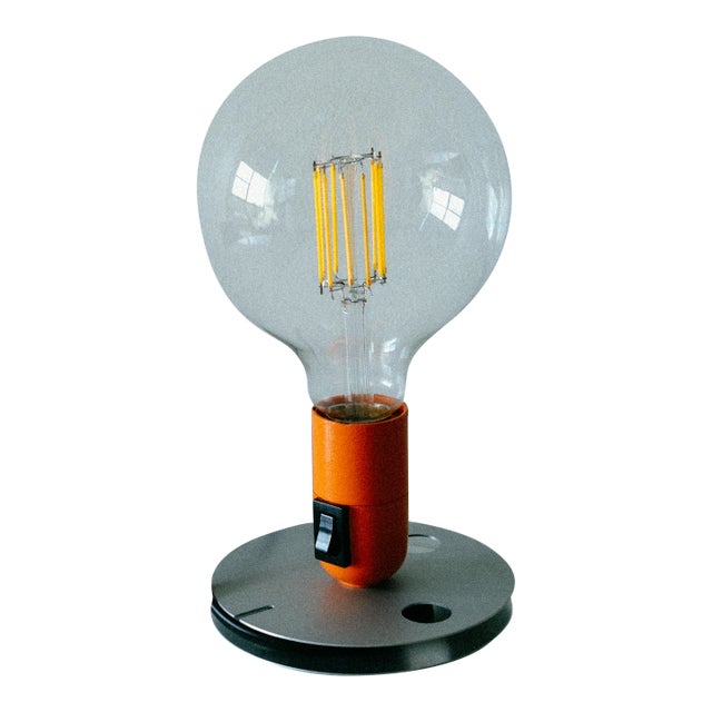1972 Flos Lampadina Orange Base Table Lamp For Sale