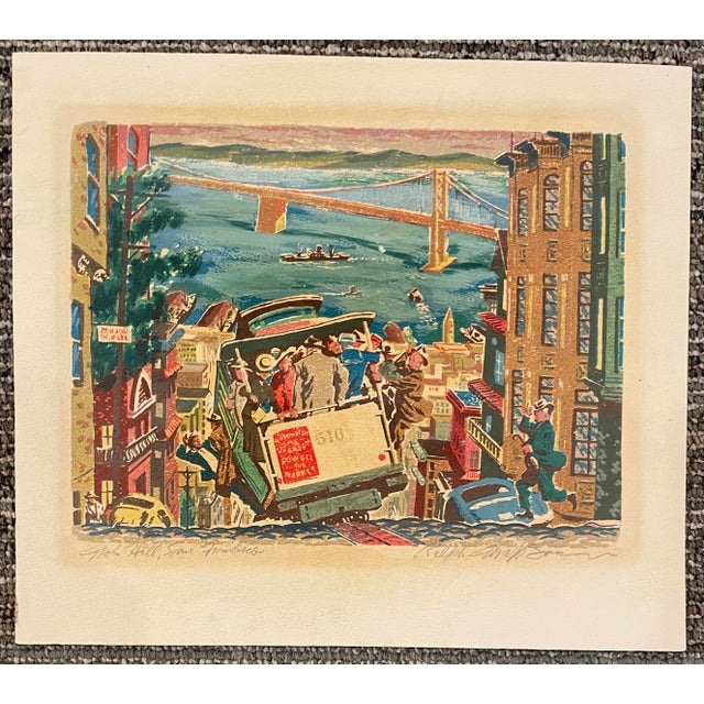 Ralph Mapson Nob Hill Street Car San Francisco Serigraph For Sale - Image 4 of 4