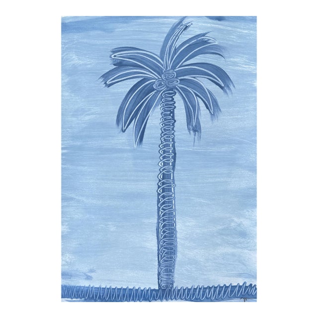 Blue Cove Palm Painting I For Sale