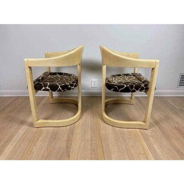 1980s Karl Springer Style Onassis Goatskin Chairs - A Pair Unsigned For Sale In Los Angeles - Image 6 of 6