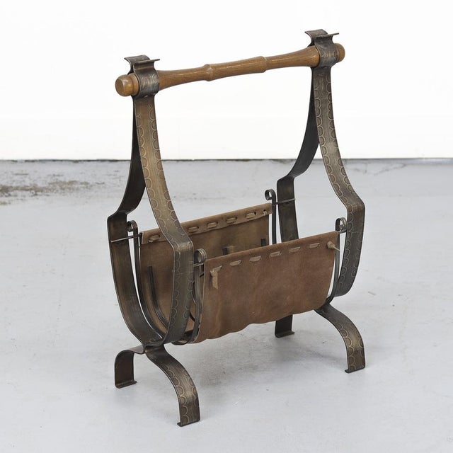 Wood Mid-Century Brutalist Magazine Rack, 1970s For Sale - Image 7 of 9