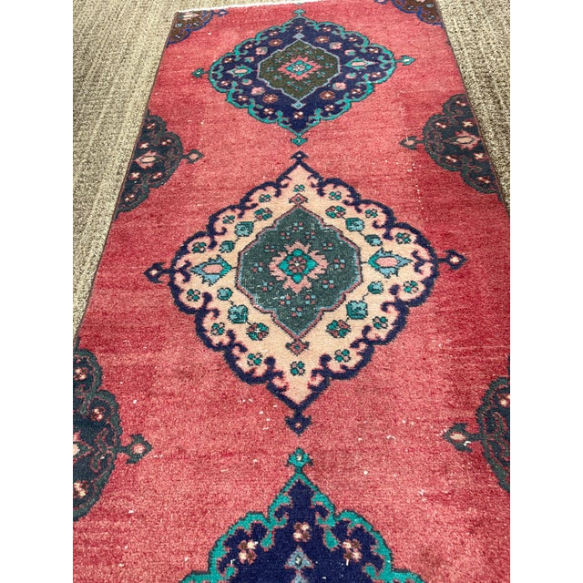 Vintage Turkish Handknotted Oushak Runner 34x85, 1960's For Sale In Orlando - Image 6 of 6