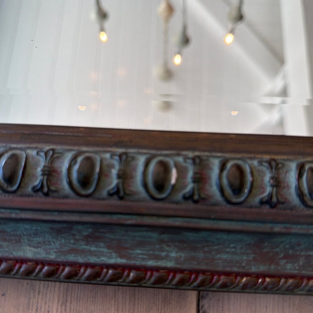 Wood Gilt and Verdigris Mirrored Serving/Vanity Tray For Sale - Image 7 of 8