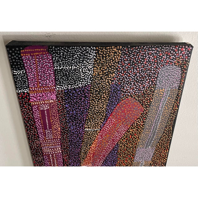 2010s Authentic Aboriginal Art Purchased in Alice Springs, Nt, Australia in 2011 "Kanbi" (Didgeridoos) by Helen McCarthy Tyalmuty For Sale - Image 5 of 8