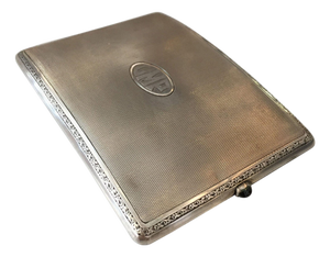 1920s Early Century Art Nouveau German Sterling Silver Cigarette Case With a Sapphire Stone