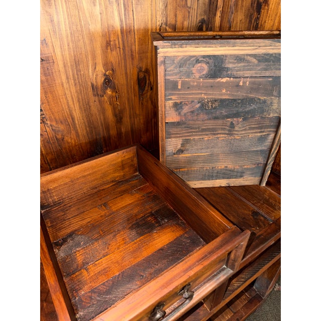 Late 20th Century Mexican Rustic Pine Armoire / Hacienda Cabinet — Hecho en Mexico For Sale In Austin - Image 6 of 10