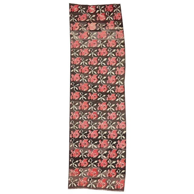 Textile Vintage Floral Turkish Kars Kilim Rug For Sale - Image 7 of 7