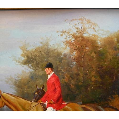 Red Levine, English Fox Hunt, Oil Painting, Framed For Sale - Image 8 of 11