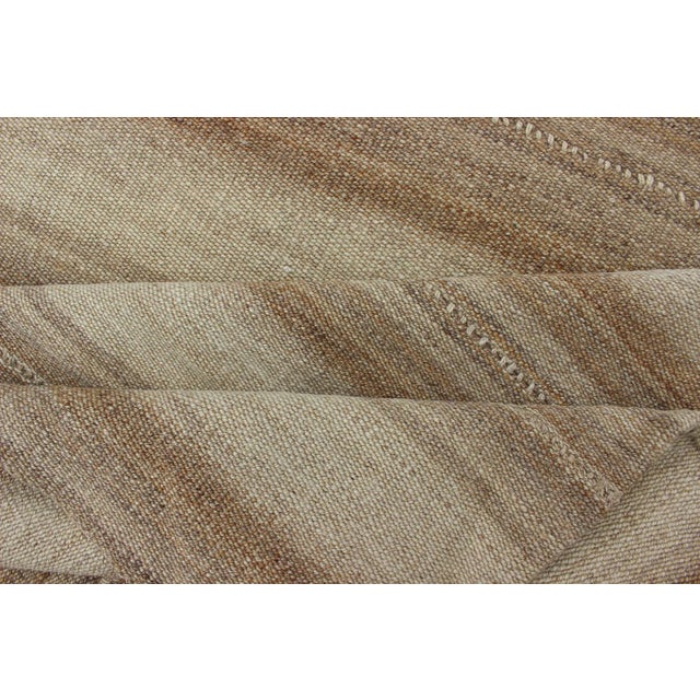 1930s Multi Paneled Persian Kilim With Square-Shaped, in Taupe, Light Brown For Sale - Image 10 of 12