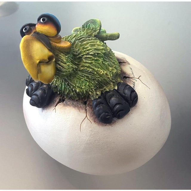 Ceramic Todd Warner Parrot Hatching From Egg Sculpture Limited Ed. Signed 2000 For Sale - Image 7 of 8