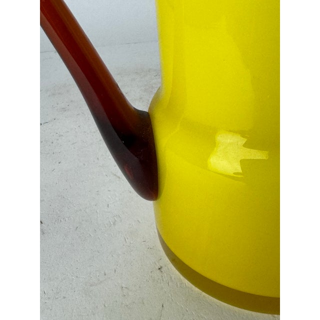 1980s Vintage Yellow and Red Empoli Cased Italian Glass Pitcher For Sale - Image 9 of 11