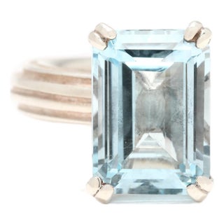 Slane Blue Topaz Solitaire Ring, Sterling Silver, Ring Size 6.75 For Sale