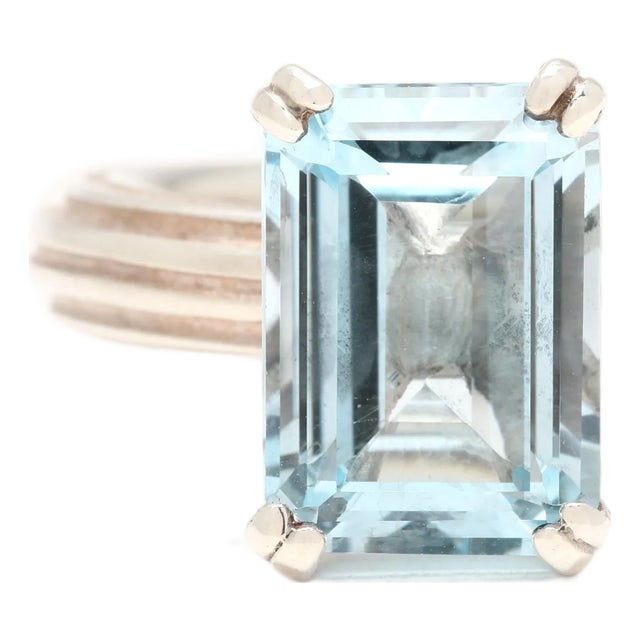 Slane Blue Topaz Solitaire Ring, Sterling Silver, Ring Size 6.75 For Sale