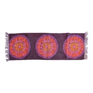 Boho Chic Mid Century Modern Graphic Textile Runner For Sale