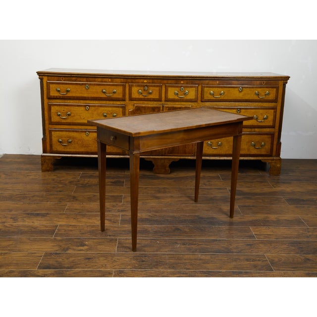 Early 19th Century French Restauration Period 1820s Side Table with Leather Top and Lateral Drawer For Sale - Image 5 of 10