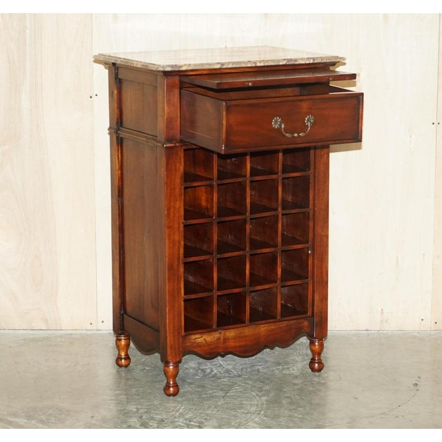 Marble Topped Side Table with Wine Bottle Holders & Serving Tray For Sale - Image 17 of 18