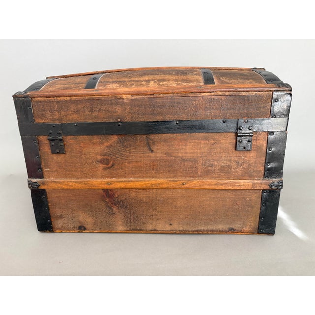 Late 19th Century Child’s Humpback Small Wood Trunk For Sale - Image 4 of 12