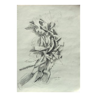 David Adickes Modern Santa Fe, New Mexico Inspired Black & White Abstract Figurative Drawing, Mid 20th Century For Sale