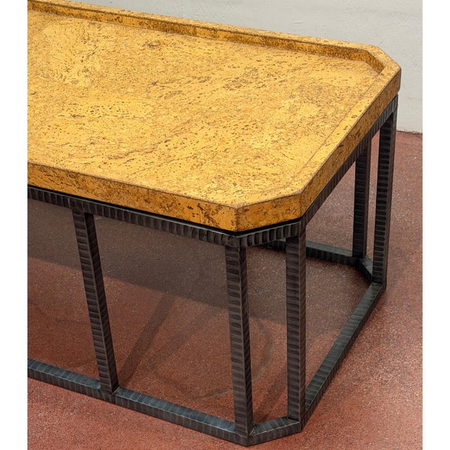 French Modern Style Cork-Top Cocktail Table with Wrought Iron Base, France For Sale - Image 15 of 15