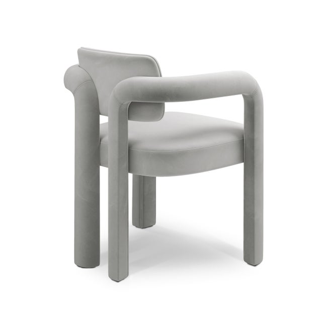 Contemporary Double Arch Dining Chair in Light Grey Cotton Velvet from Insidherland For Sale - Image 3 of 12