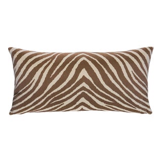 Schumacher Blixen Velvet Lumbar Pillow In Safari For Sale