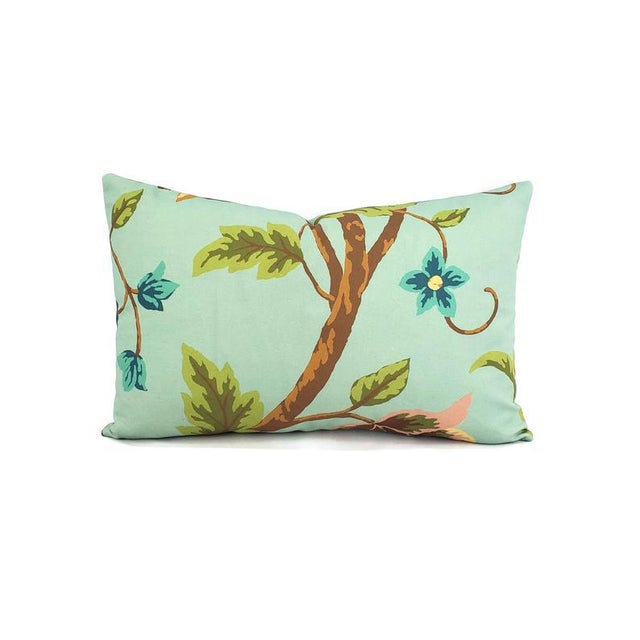 Boho Chic Thibaut Baron in Aqua Lumbar Pillow Cover 12.5" X 20" Aqua