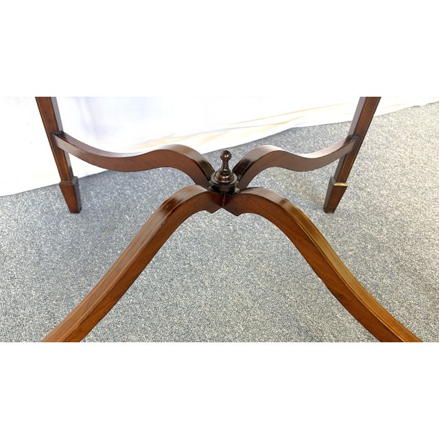 1930's Hand Made Mahogany Folding Handkerchief Game Table With Felt Top For Sale - Image 11 of 18