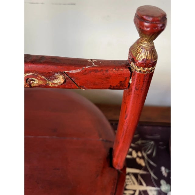 Antique Chinese Cinnabar Red Lacquer Wedding Buckets Gilt Carved - A Pair For Sale In San Francisco - Image 6 of 16