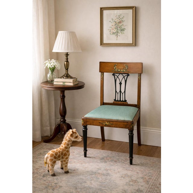 Wood Antique English Edwardian Neo-Classical Painted Satinwood Child’s Chair For Sale - Image 7 of 7