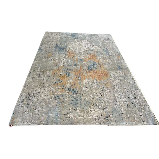 Large Abstract Wool Rug, Nepal Handmade, 10x14 For Sale - Image 4 of 5