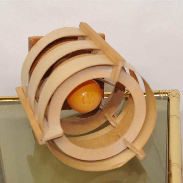 Wood Wooden Lamellae Cylindric Table Lamp, 1970s For Sale - Image 7 of 12